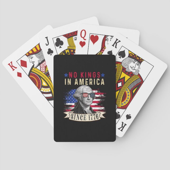 No Kings In America USA Flag Retro Cool Style Playing Cards (Back)