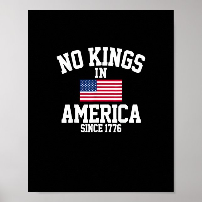 No Kings In America USA Flag Retro Cool Style Poster (Front)