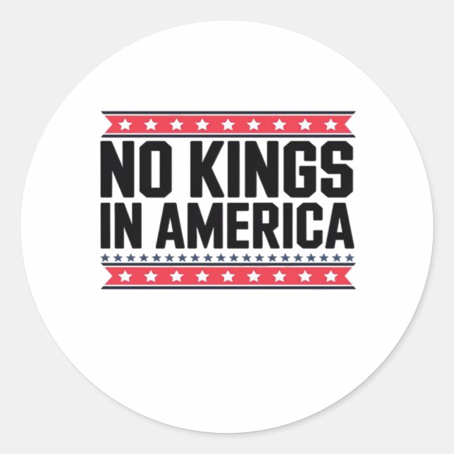 No Kings In America USA Minimal Clean Classic Round Sticker (Front)