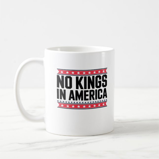 No Kings In America USA Minimal Clean Coffee Mug (Left)