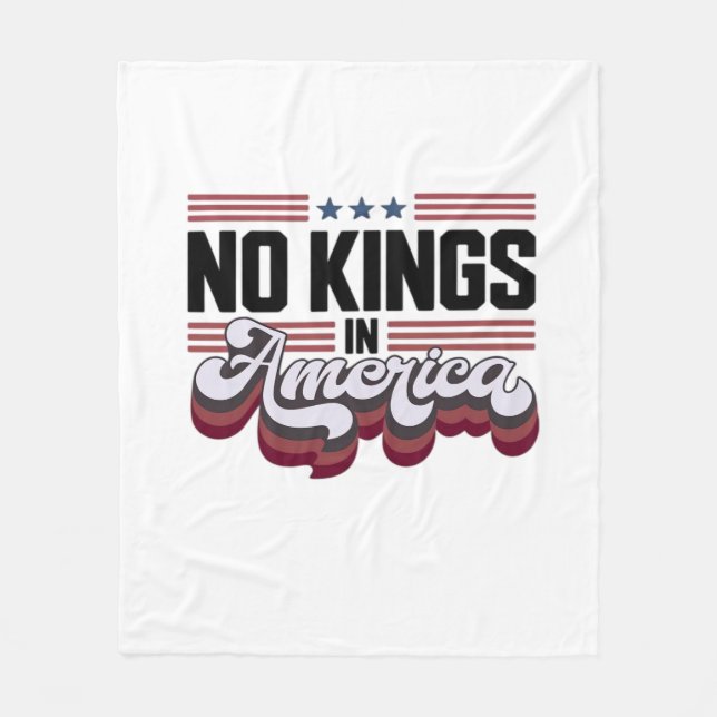No Kings In America USA Patriotic Design Fleece Blanket (Front)