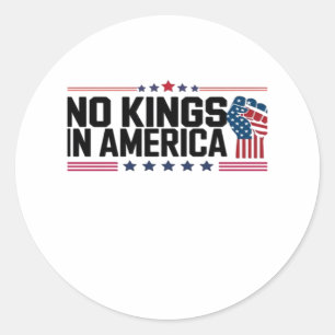No Kings In America USA Patriotic Style Classic Round Sticker