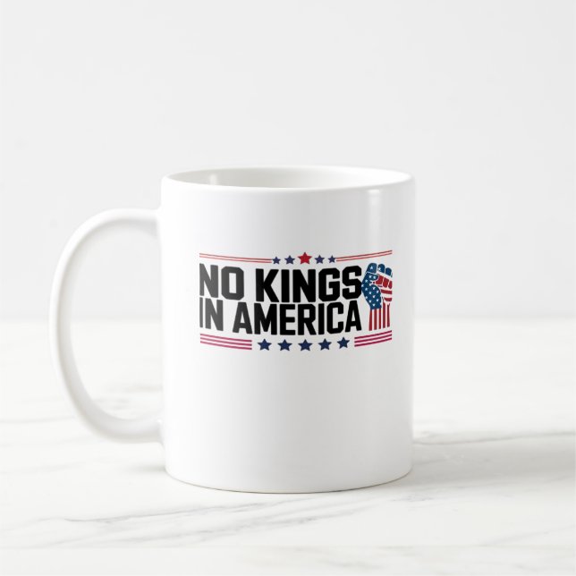 No Kings In America USA Patriotic Style Coffee Mug (Left)