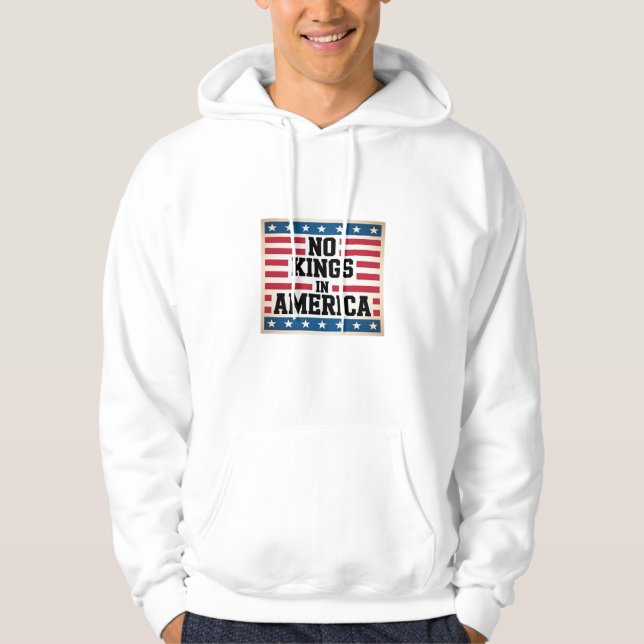 No Kings In America USA Vintage Graphic Hoodie (Front)
