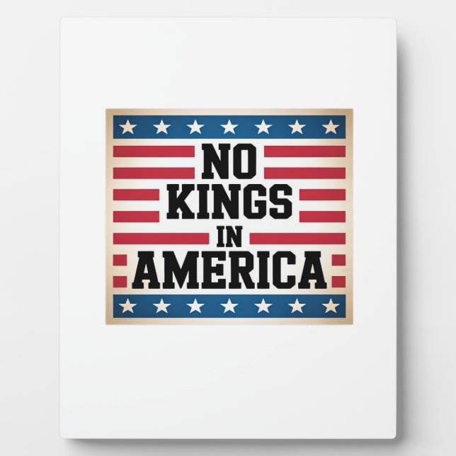 No Kings In America USA Vintage Graphic Plaque (Front)