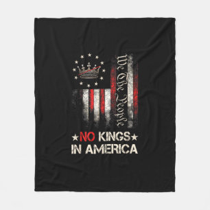 No Kings In America Vintage Political USA Flag We Fleece Blanket