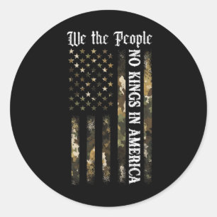 No Kings In America We The People Camo Camouflage Classic Round Sticker