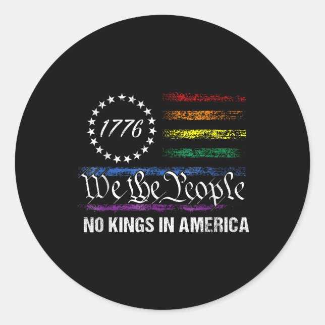 No Kings In America We The People Political Flag M Classic Round Sticker (Front)