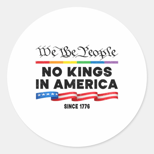 No Kings In America We The People Political Protes Classic Round Sticker (Front)