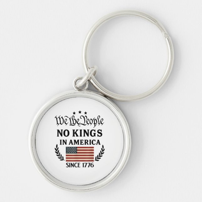No Kings In America We The People Political Retro  Key Ring (Front)