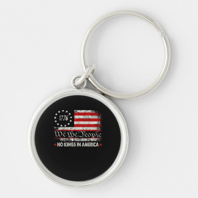 No Kings In America We The People Retro Cool Key Ring (Front)