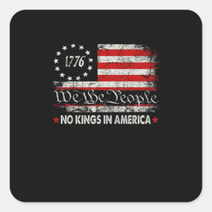 No Kings In America We The People Retro Cool Square Sticker