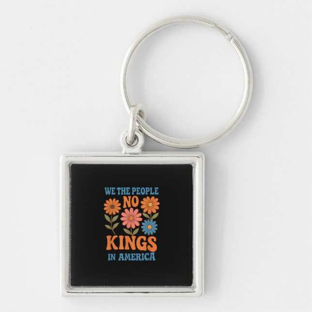 No Kings In America We The People Retro Lovers Key Ring (Front)