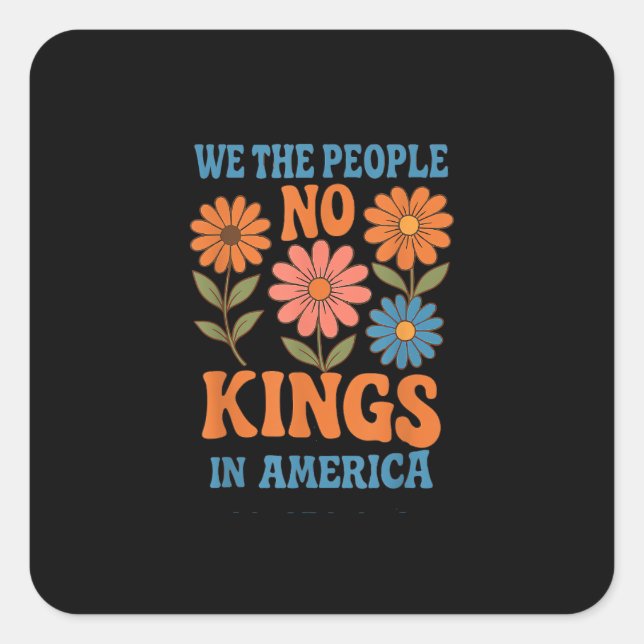 No Kings In America We The People Retro Lovers Square Sticker (Front)