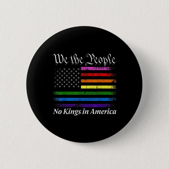 No Kings In America We The People Us Flag  6 Cm Round Badge (Front)