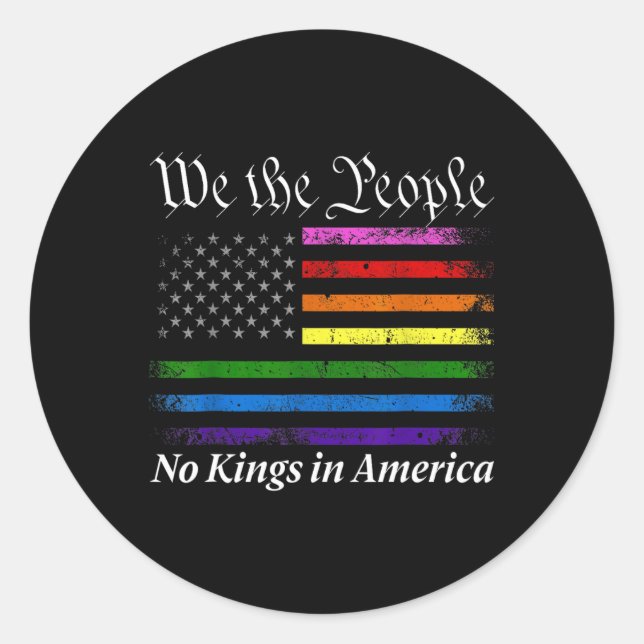 No Kings In America We The People Us Flag  Classic Round Sticker (Front)