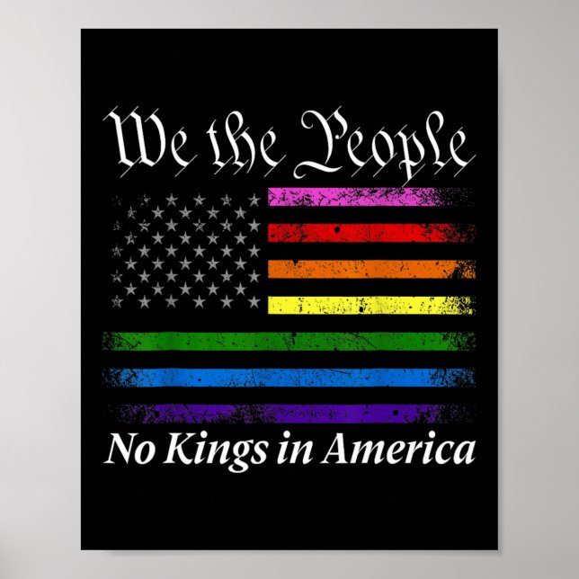 No Kings In America We The People Us Flag  Poster (Front)