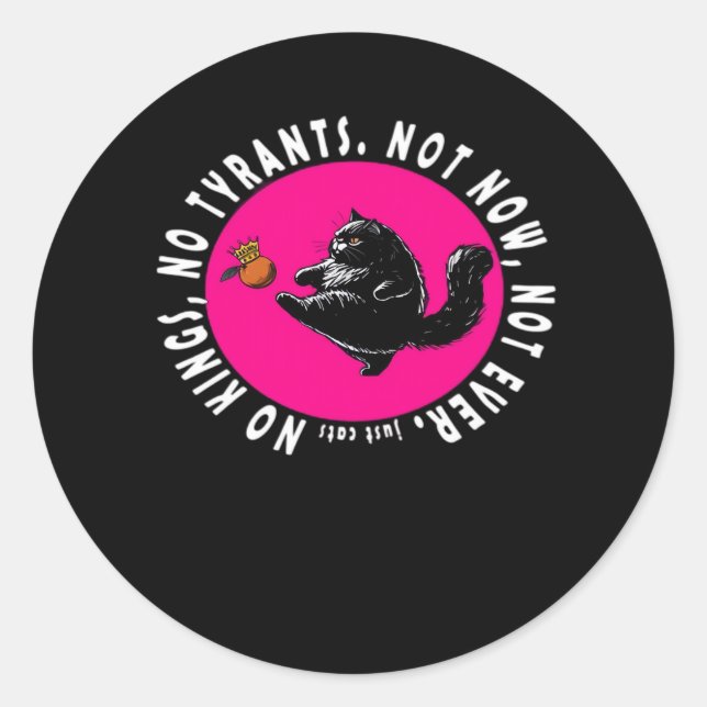 No Kings, Just Cats Essential Classic Round Sticker (Front)