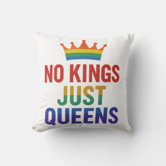 No Kings Just Queens Pride Throw Pillow
