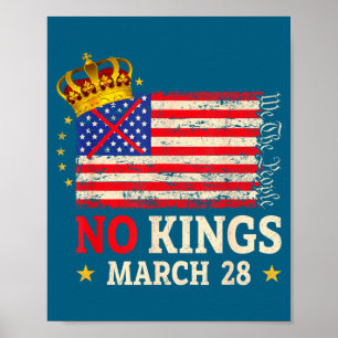 No kings march 28 2026 no kings day us flag vintag poster