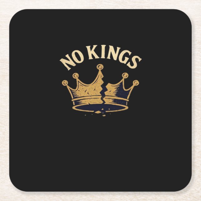 No Kings Minimal Clean Square Paper Coaster (Front)