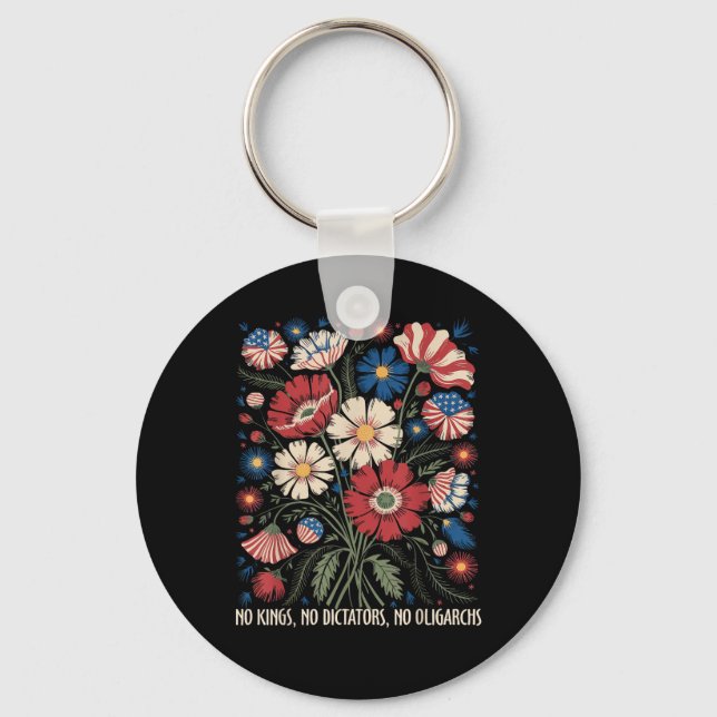 No Kings No Dictators No Oligarchs In America Funn Key Ring (Front)
