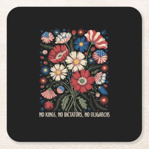 No Kings No Dictators No Oligarchs In America Funn Square Paper Coaster