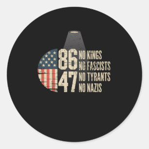 No Kings No Fascists No Tyran  Classic Round Sticker