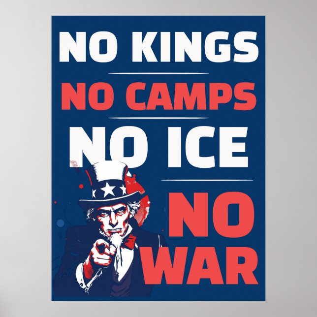 No Kings No ICE No Camps No War Poster  (Front)