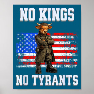 No kings no tyrants us flag patriotic design poster