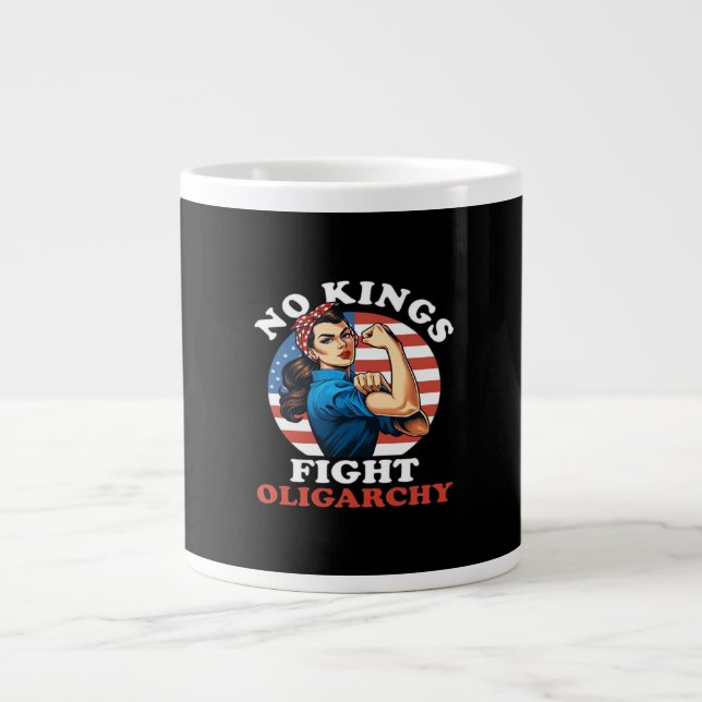 No Kings Oligarchy Retro Classic Large Coffee Mug (Front)
