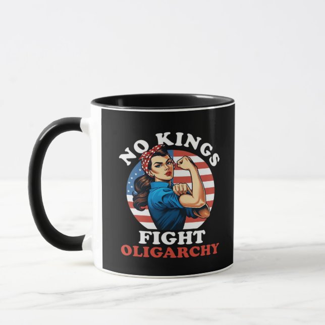 No Kings Oligarchy Retro Classic Mug (Left)