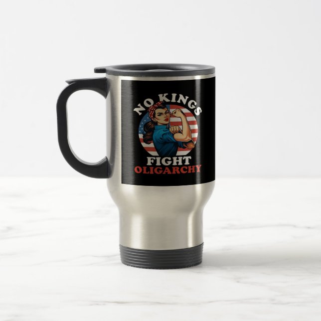 No Kings Oligarchy Retro Classic Travel Mug (Left)