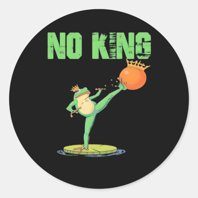 No Kings Portland Frog Protest – Funny Anti-Author Classic Round Sticker (Front)