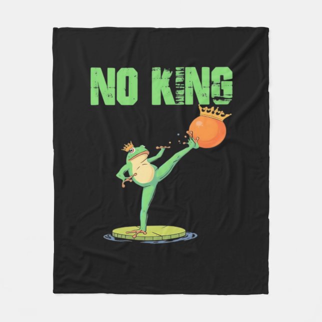 No Kings Portland Frog Protest – Funny Anti-Author Fleece Blanket (Front)