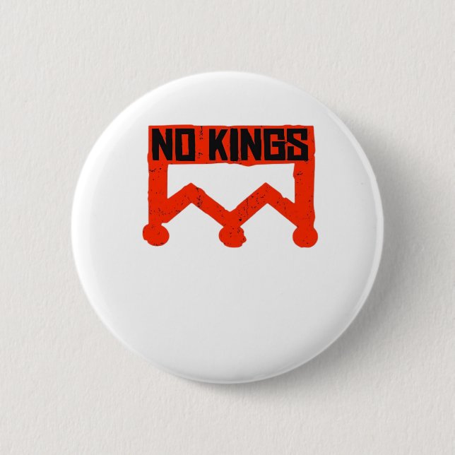 No Kings Protest Graphic Grunge Crown  American Cl 6 Cm Round Badge (Front)