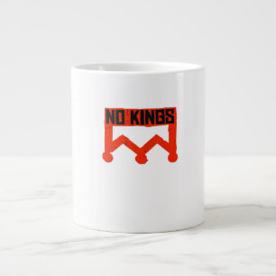 No Kings Protest Graphic Grunge Crown American Cl Large Coffee Mug