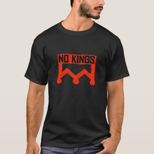 No Kings Protest Graphic Grunge Crown  American Cl T-Shirt (Front)