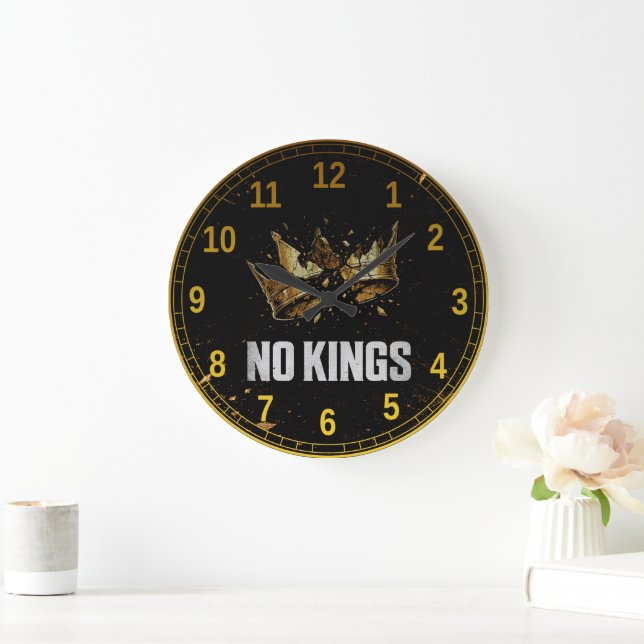 No Kings Protest Large Clock (Home)