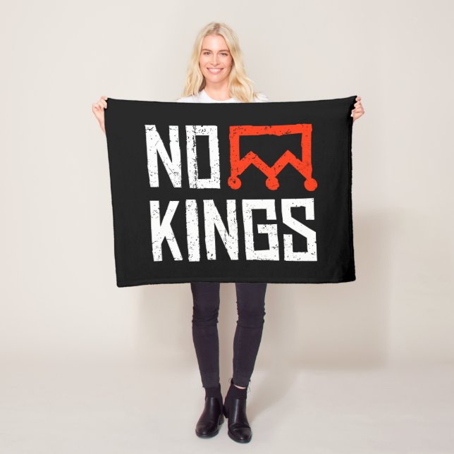No Kings Protest Sign Fleece Blanket (In Situ)