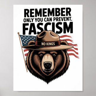 No Kings Protest Sign PRINTABLE, Bear Refuse Fasci