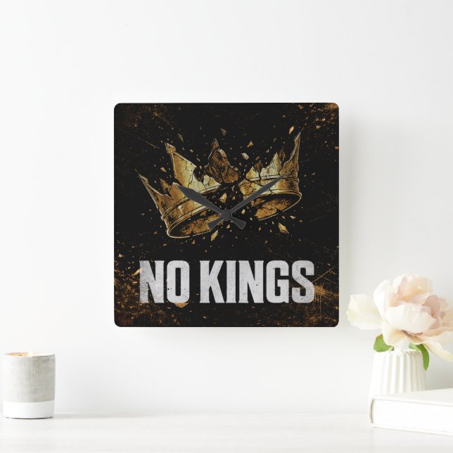 No Kings Protest Square Wall Clock (Home)