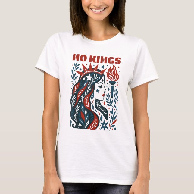 No Kings Retro Patriotic Woman Liberty Art 4th Of  T-Shirt (Front)