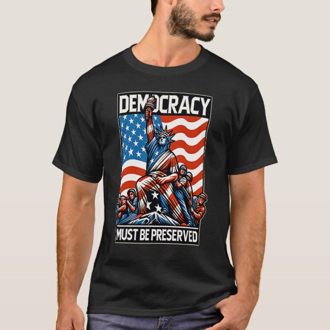 No Kings Save Democracy T-Shirt (Front)
