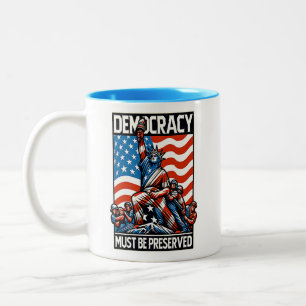 No Kings Save Democracy Two-Tone Coffee Mug