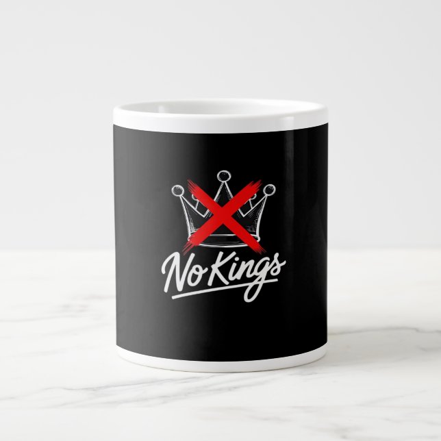 No Kings Simple Crown Artistic Design Large Coffee Mug (Front)