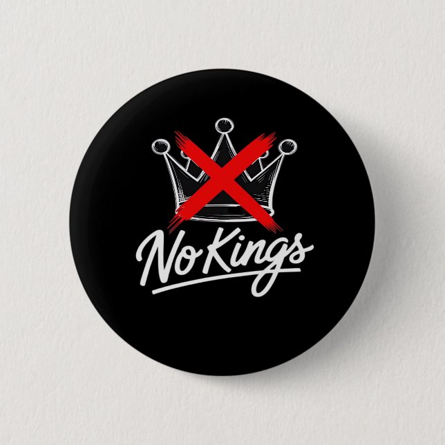 No Kings Simple Crown With Cross Artistic Design 6 Cm Round Badge (Front)