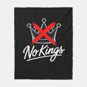 No Kings Simple Crown With Cross Artistic Design Fleece Blanket