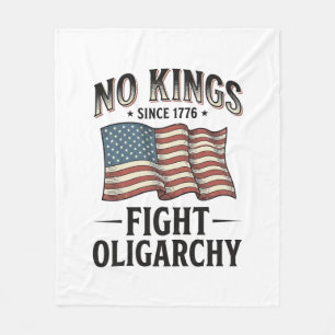 No Kings Since 1776 Fight Oligarchy Vintage Design Fleece Blanket