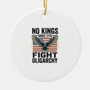No Kings Since 1776 Patriotic Eagle Vintage Shirt  Ceramic Tree Decoration